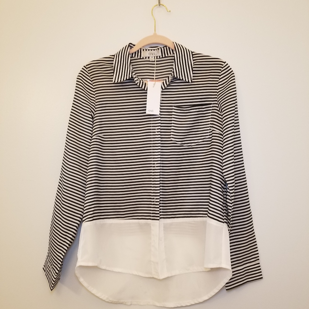 Striped button-down blouse
